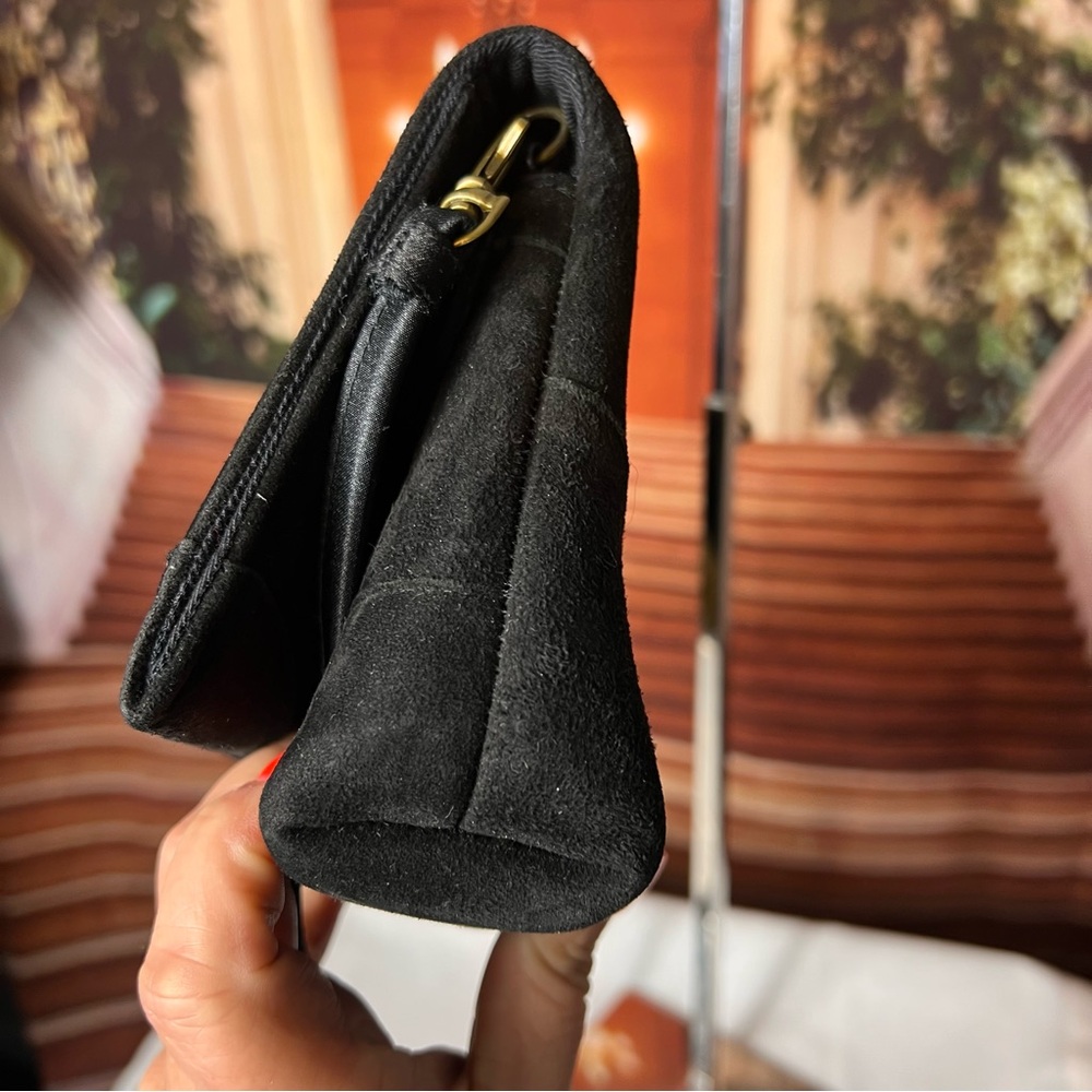NWT OOVOO Black Suede Satin Floral Embroidered Women's Bag, beautiful - Picture 6 of 10